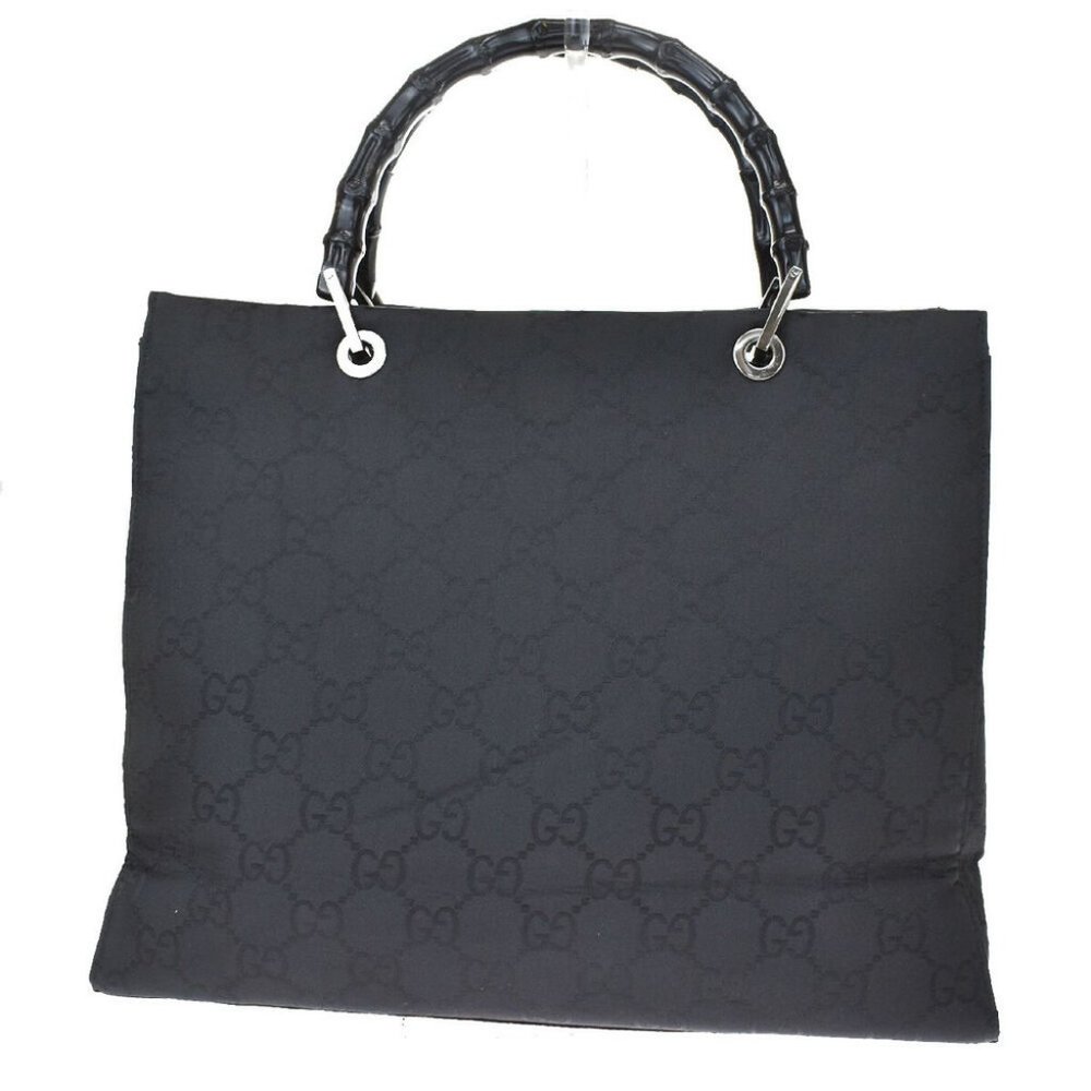 GUCCI GG Pattern Bamboo Hand Bag Nylon Leather